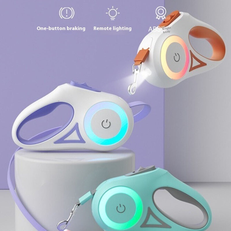 Dog Leash Retractable Leash And Dog Collar Spotlight Automatic Pet Dog Cat Traction Rope For Small Medium Dogs Pet Product.