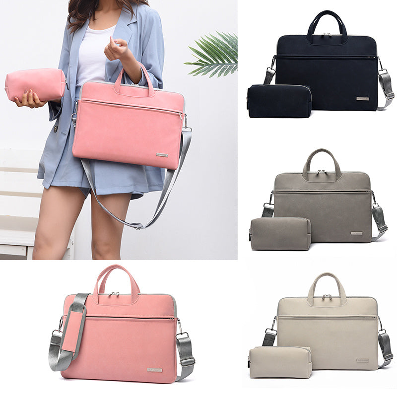 PU Leather Women Laptop Bag Notebook Carrying Case Briefcase For Macbook Air 13.3 14 15.6 Inch Men Handbags Shoulder Mouse Bag.