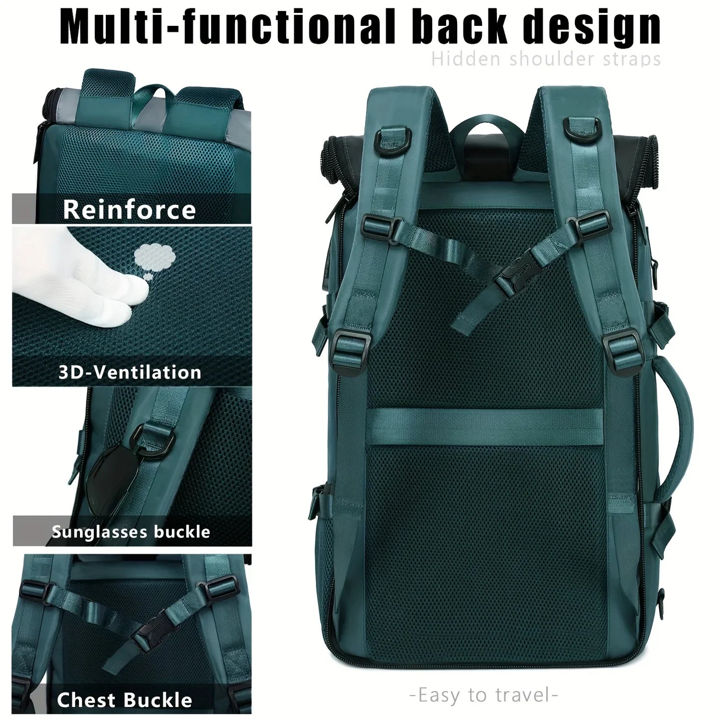 Fashionable 3-in-1 Travel Backpack Handbag Blue-2