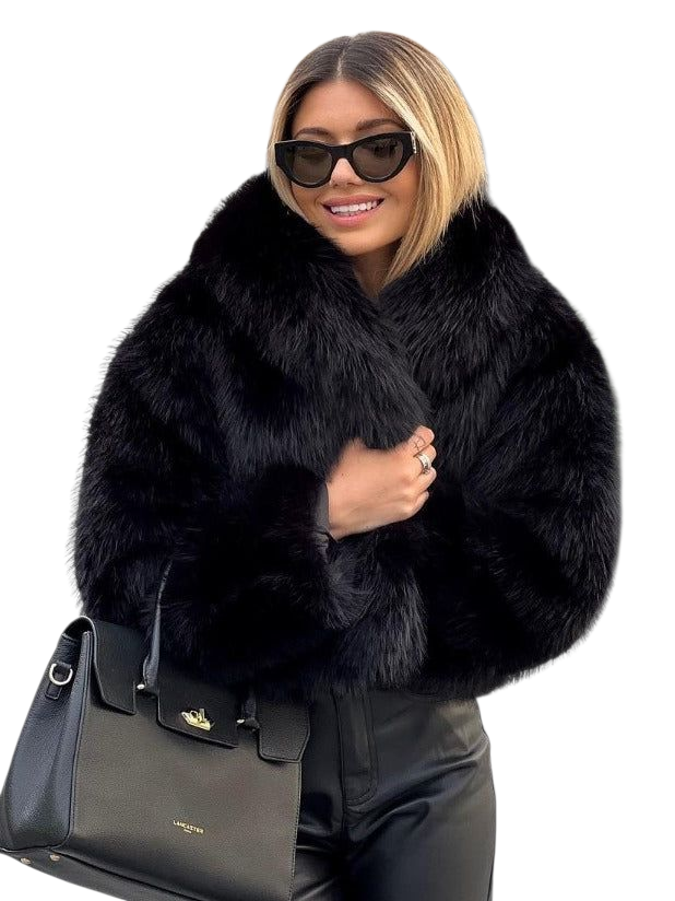 Winter Plush Coat Fashion Warm Thicken Fluffy Lapel Jacket Outwear Casual Long Sleeve Tops Womens Clothing