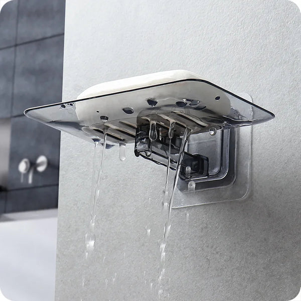 Soap Rack No Drilling Wall Mounted Double Layer Soap Holder Soap Sponge Dish Bathroom Accessories Soap Dishes Self Adhesive