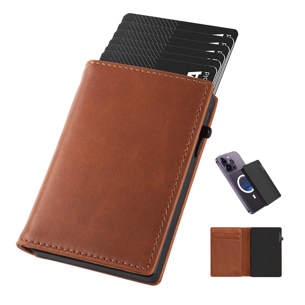 TOYFID Aluminum Alloy Wallet With Genuine Leather Cover Men's Billfolds.