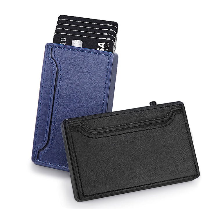 TOYFID Wallet With PU Leather Cover,Aluminum Alloy Pop Up Wallet Holder Card.