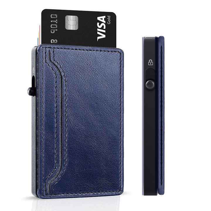 TOYFID Wallet With PU Leather Cover,Aluminum Alloy Pop Up Wallet Holder Card.