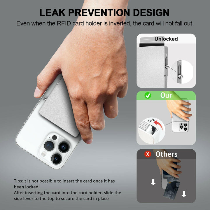 RFID Blocking Wallet Minimalist Slim Card Holder for Magsafe with Adjustable Stand, Metal Pop Up Magnetic Wallet  for Men TOYFID.