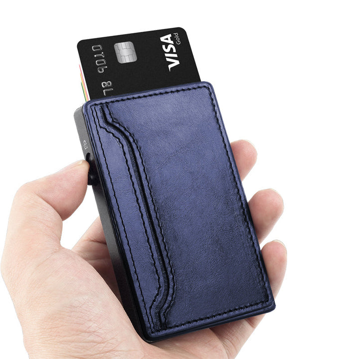 TOYFID Wallet With PU Leather Cover,Aluminum Alloy Pop Up Wallet Holder Card.