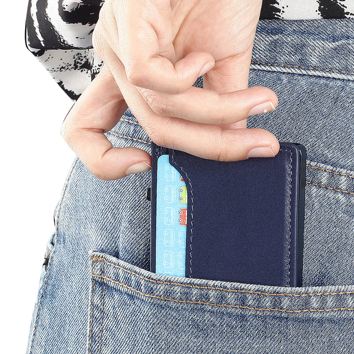 TOYFID Wallet With PU Leather Cover,Aluminum Alloy Pop Up Wallet Holder Card.