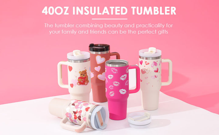 40 Oz Tumbler With Handle Straw Insulated.