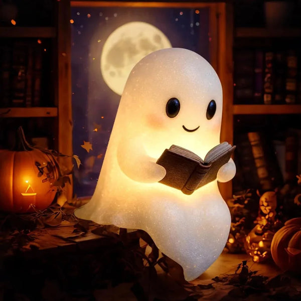 2026 NEW HOTCute Ghost Reading Lamp Halloween 3D LED Night Light Spooky Desk Light For Bedroom Study Book Lovers Home Office