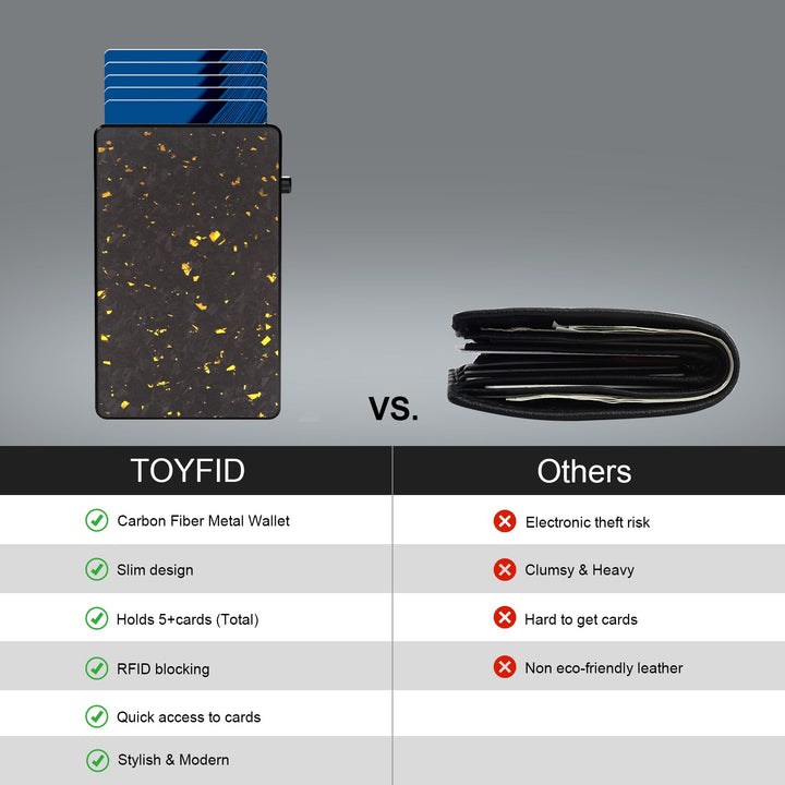 TOYFID Best Pop Up RFID Mens Wallet forged Carbon Fiber Minimalist Amazon to Protect Credit Cards.