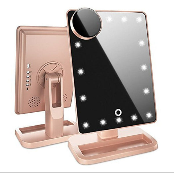 Touch Screen Makeup Mirror With 20 LED Light Bluetooth Music Speaker 10X Magnifying Mirrors Lights.