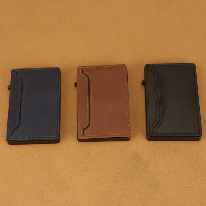 TOYFID Wallet With PU Leather Cover,Aluminum Alloy Pop Up Wallet Holder Card.