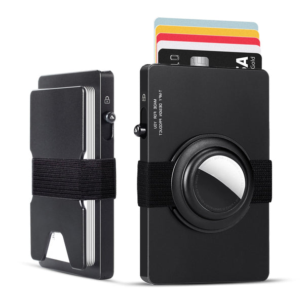 TOYFID All-Aluminum Pop Up Slide Rfid Slim Card Holder Wallet With Airtag Holder.