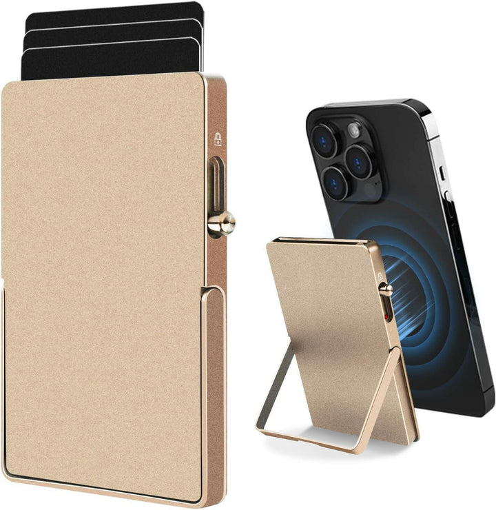 RFID Blocking Wallet Minimalist Slim Card Holder for Magsafe with Adjustable Stand, Metal Pop Up Magnetic Wallet  for Men TOYFID.