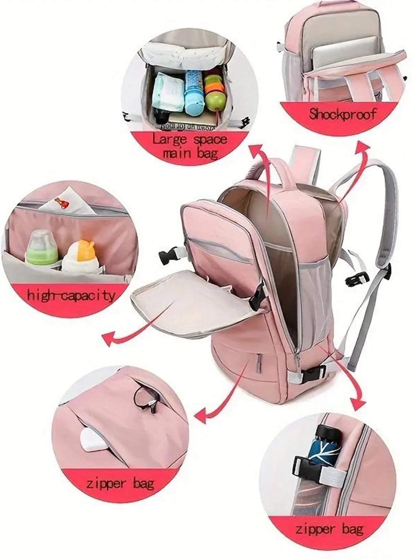 Large Capacity Women's Journey Backpack with Multifunction & Waterproof-2