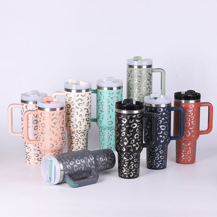 40 Oz Tumbler With Handle Straw Insulated.