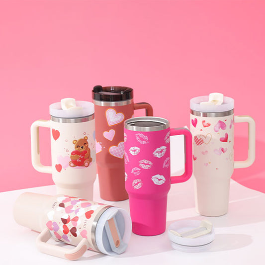 40 Oz Tumbler With Handle Straw Insulated.
