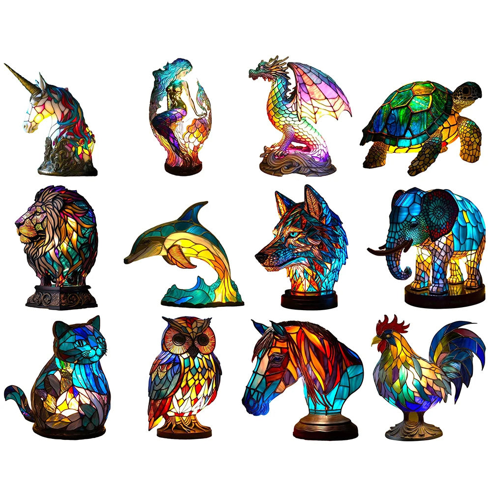 3D Colored Animal Light Desk Lamp Animal Series Decorative Night Light Animal Elephant Owl Cat Vintage Table Lamp Home Decoration.