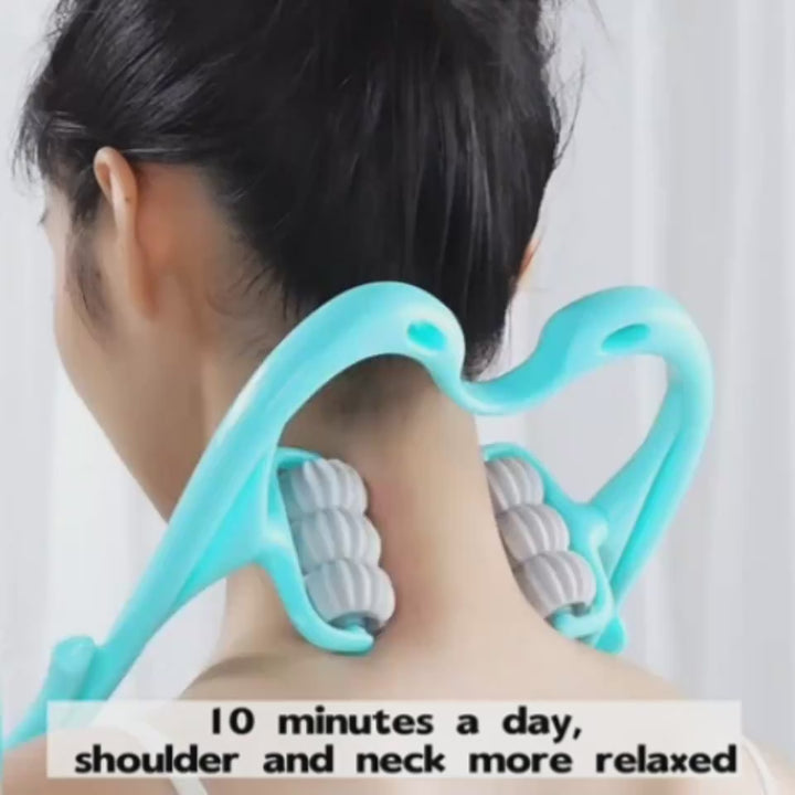Multifunctional Manual Six-wheel Neck Massager Roller Massage Tool.