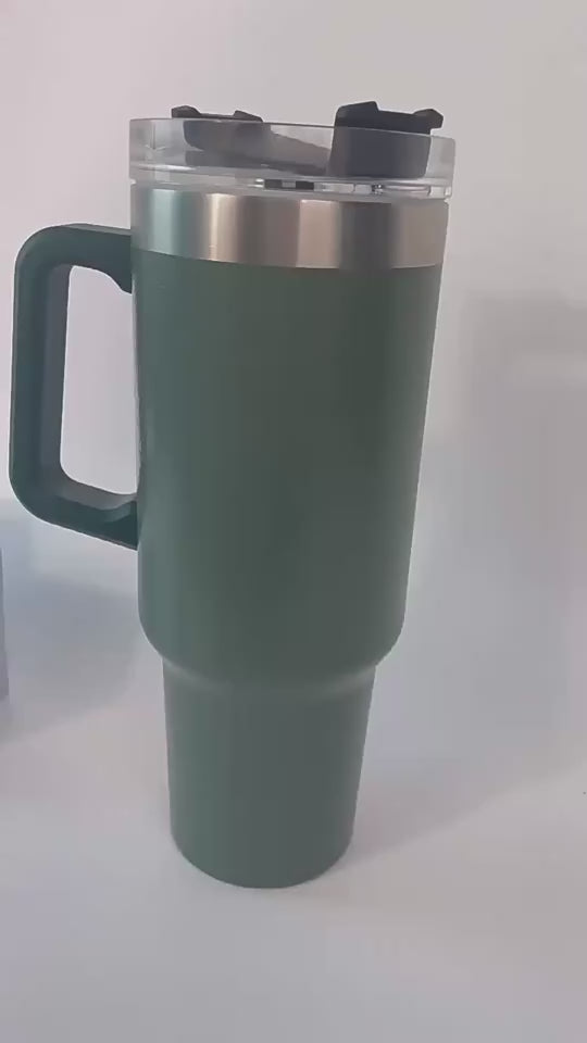 40 Oz Tumbler With Handle Straw Insulated.
