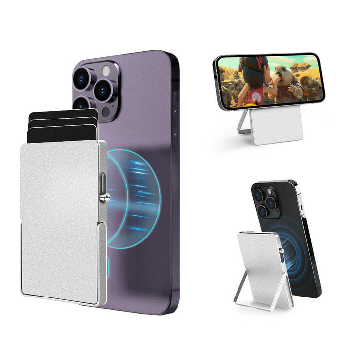 RFID Blocking Wallet Minimalist Slim Card Holder for Magsafe with Adjustable Stand, Metal Pop Up Magnetic Wallet  for Men TOYFID.