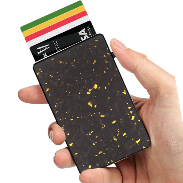 TOYFID Best Pop Up RFID Mens Wallet forged Carbon Fiber Minimalist Amazon to Protect Credit Cards