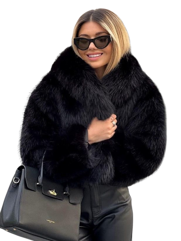 Winter Plush Coat - Warm Fluffy Lapel Jacket for Women