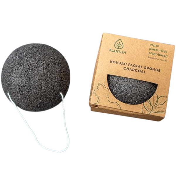 Konjac Facial Sponge with Charcoal - Natural Exfoliating Cleanser